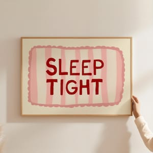 Sleep Tight Wall Art, Bedroom Quote Wall Art, Trendy Good Night Print, Mid Century Modern Print, Cute Bedroom Decor, Aesthetic Bedroom Print
