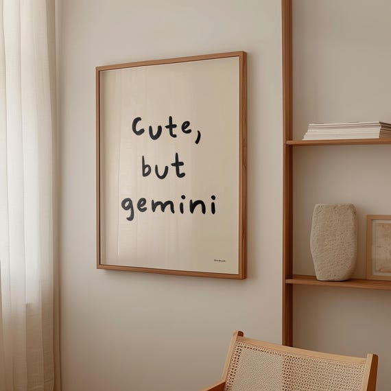 Cute but Gemini Wall Art, Trendy Zodiac Print, Typography Star