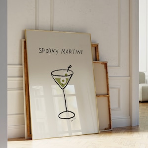 Spooky Martini Wall Art, Halloween Print, Halloween Decor, Trendy Halloween Bar Cart Art, Martini Glass Poster, Halloween Kitchen Decor