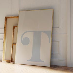 Letter T Poster, Blue Alphabet Letter Print, Initial Letter Wall Art, Trendy Dorm Room Decor, Blue Nursery Decor, Boy Teen Room Gallery Wall