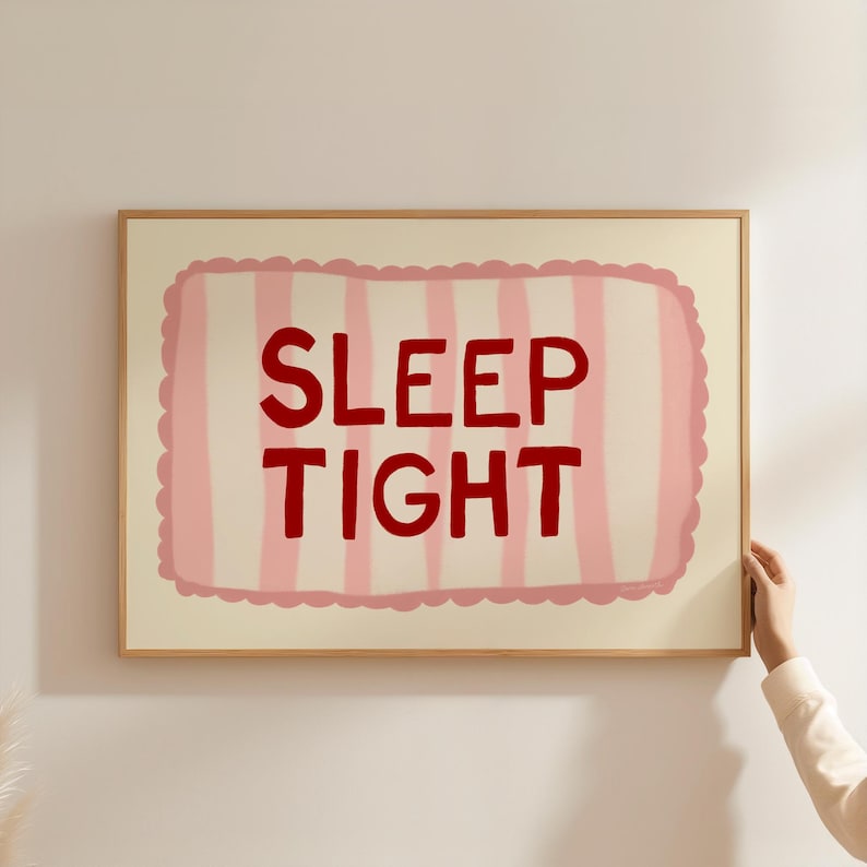 Sleep Tight Wall Art, Bedroom Quote Wall Art, Trendy Good Night Print