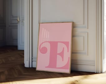 Pink Letter E Print: Trendy Initial Wall Art (Digital Download)