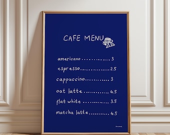 Cafe Menu Wall Art, Coffee Bar Menu, Coffee Poster, Coffee Station Decor, Home Bakery Print, Aesthetic Wall Art, Trendy Kitchen Print
