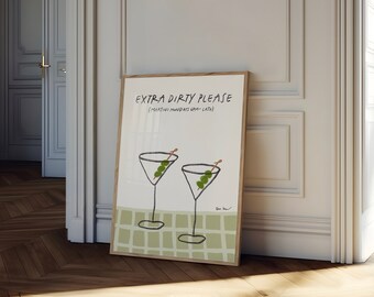 Extra Dirty Martini Art Print: Retro Cocktail Poster