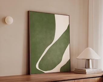 Green Abstract Canvas Art: Mid-Century Modern Organic Shapes