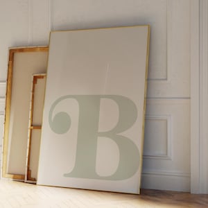 Letter B Poster, Sage Alphabet Letter Print, Initial Letter Wall Art, Trendy Dorm Room Decor, Sage Nursery Decor, Boy Teen Room Gallery Wall