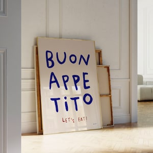 Buon Appetito Wall Art, Let‘s Eat Print, Bon Appetit Poster, Modern Kitchen Print, Minimalistic Kitchen Wall Art, Trendy Dining Room Poster