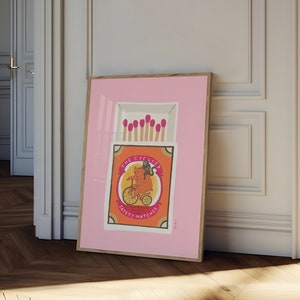 Der Radfahrer Streichholzschachtel Wand Kunst, Streichholzschachtel Druck, Trendy Bar Cart Kunst, Vintage Streichholzschachtel Poster, Moderne Wohnzimmer Druck, Retro Streichholzschachtel Druck