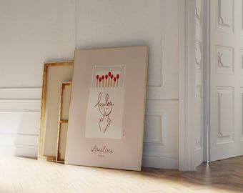Loulou Paris Matchbox Wall Art, Matchbox Print, Arte de carrito de bar de moda, Impresión Vintage Matchbox, Impresión moderna para sala de estar, Póster retro Matchbox