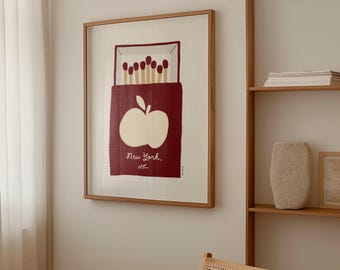 New York City Matchbox Wall Art, Matchbox Print, Trendy Bar Cart Art, Vintage Matchbox Poster, Modern Living Room Art, Retro Matchbox Print