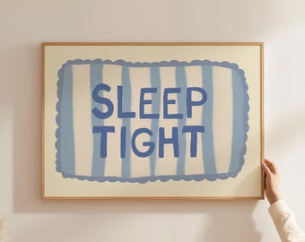 Sleep Tight Wall Art, Bedroom Quote Wall Art, Trendy Good Night Print, Mid Century Modern Print, Cute Bedroom Decor, Aesthetic Bedroom Print