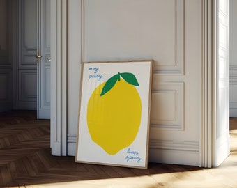 Lemon Kitchen Print: Trendy Retro Citrus Wall Art