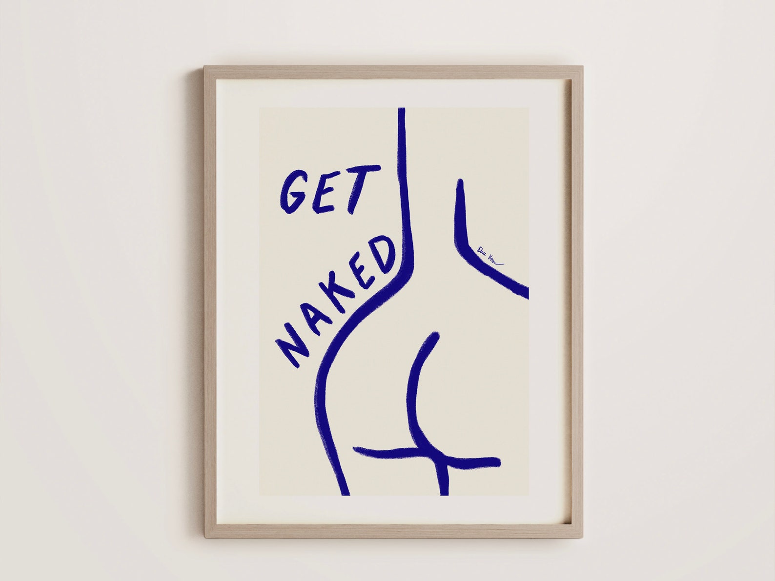 Get Naked Bathroom Print, Female Body Line Art, Trendy Bedroom Wall Art, College Dorm Poster