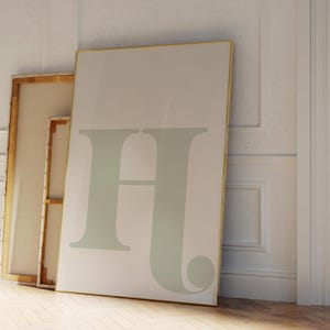 Letter H Poster, Sage Alphabet Letter Print, Initial Letter Wall Art, Trendy Dorm Room Decor, Sage Nursery Decor, Boy Teen Room Gallery Wall