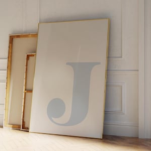 Póster de la letra J, impresión de letras azules del alfabeto, arte mural con iniciales, decoración moderna para dormitorio, decoración azul para guardería, galería de pared para habitación de niño y adolescente