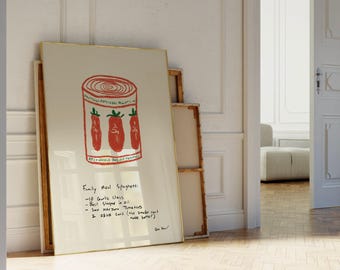 Family Meal Spaghetti Wall Art, The Bear Poster, Aesthetic Kitchen Decor, Tinned Tomato Illustration, The Bear TV Show, Yes Chef Print