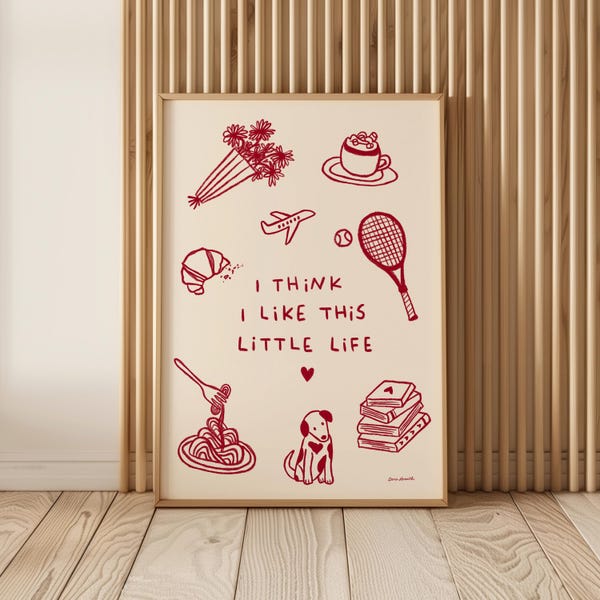 Custom I Think I Like This Little Life Wall Art, Personalized Favourite Things Art, Girly Dorm Decor, Cute Quote Poster, Trendy Bar Cart Art
