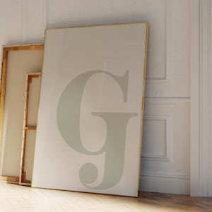 Letter G Poster, Sage Alphabet Letter Print, Initial Letter Wall Art, Trendy Dorm Room Decor, Sage Nursery Decor, Boy Teen Room Gallery Wall