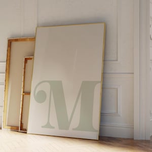 Letter M Poster, Sage Alphabet Letter Print, Initial Letter Wall Art, Trendy Dorm Room Decor, Sage Nursery Decor, Boy Teen Room Gallery Wall