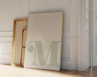 Sage Letter M Print: Minimalist Alphabet Poster (PDF & PNG Digital Download)