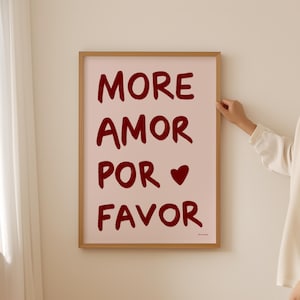 Más arte de pared con la frase "Amor por favor", póster con tipografía de amor, decoración para el día de San Valentín, impresión de amor preppy, decoración de dormitorio femenino, impresión artística genial con la frase "Te amo"