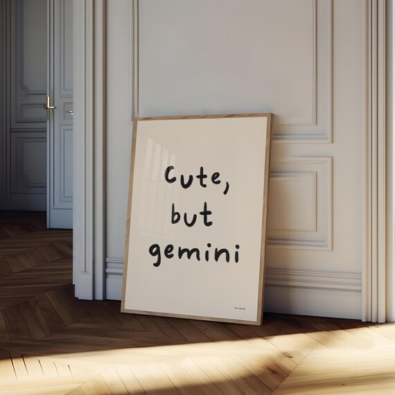 Cute but Gemini Wall Art, Trendy Zodiac Print, Typography Star
