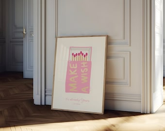 Make a wish Matchbox Wall Art, Matchbox Print, Trendy Bar Cart Art, Vintage Matchbox Print, Modern Living Room Print, Retro Matchbox Poster