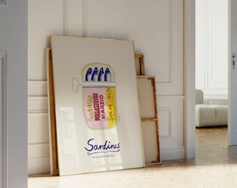 Sardines Print: Retro Italian Seafood Kitchen Wall Art