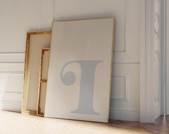 文字Iのプリント：青いアルファベットのポスター、寮の部屋の装飾（PDFとPNG）