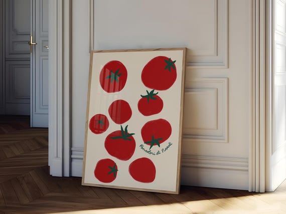 Pomodori di Napoli Wall Art, Cherry Tomato Poster,  Food Art Print, Vegetable Poster, Botanical Print, Modern Kitchen Poster, Tomato Print