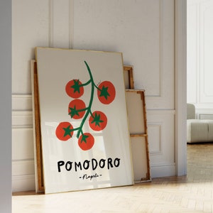 Pomodoro Napoli Wall Art, Cherry Tomato Poster, Food Art Print, Vegetable Poster, Botanical Print, Modern Kitchen Poster, Tomato Print