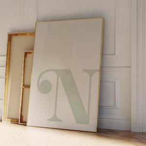 Letter N Poster, Sage Alphabet Letter Print, Initial Letter Wall Art, Trendy Dorm Room Decor, Sage Nursery Decor, Boy Teen Room Gallery Wall