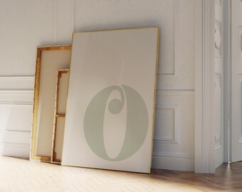Letter O Print: Sage Green Alphabet Poster, Minimalist Dorm Decor (PDF & PNG)