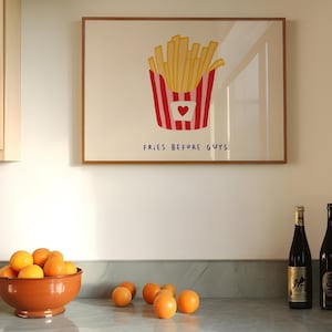 Fries Before Guys Wall Art, French Fries Print, Modern Kitchen Wall Decor, Retro French Fries Print, Food Art Print, Fried Potatoes Poster