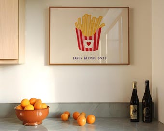 Fries vor Jungs Wandkunst, Pommes Druck, Moderne Küchen Wanddekoration, Retro Pommes Druck, Essen Kunstdruck, Bratkartoffeln Poster
