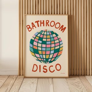 Bathroom Disco Wall Art, Disco Ball Print, Maximalist Bathroom Decor ...