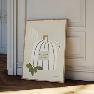 Olio D&#39; Oliva Wall Art, Olive Oil Bottle Print, Modern Striped Olive Oil Poster, Olives Wall Art, Food Art Decor, Italian Kitchen Wall Art