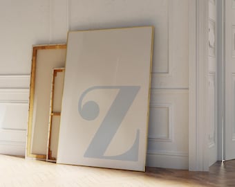 Impresión de la letra Z: póster del alfabeto azul, decoración moderna para dormitorios (archivos PDF y PNG)