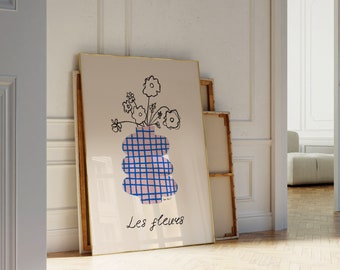 Les Fleurs Art Print: Botanical Flowers in Vase Poster