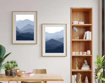 Blue Mountain Scenes - Set of 2 Prints - Instant Download