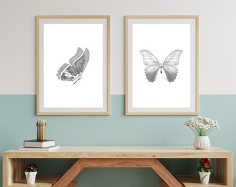 Black and White Butterfly Printable Wall Art