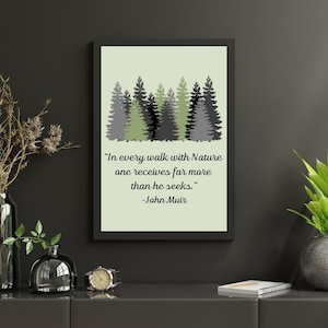 In every walk with nature one receives far more than he seeks. -John Muir Quote Printable Wall Art Poster