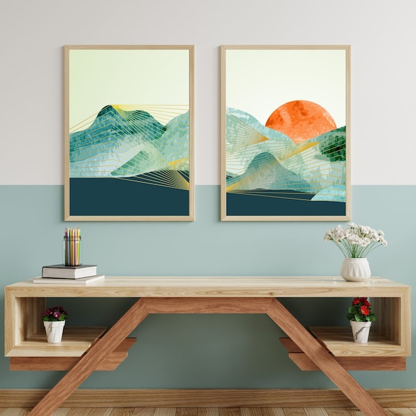 The Abstract Hills Wall Art Print Duo - Set of 2 Prints - Instant Download