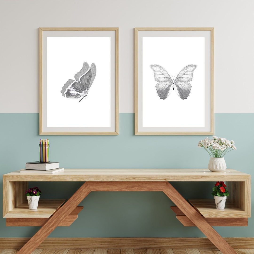 Black and White Butterfly Printable Wall Art - Etsy