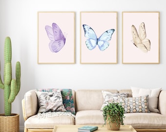 Pastel Watercolor Butterflies Wall Art