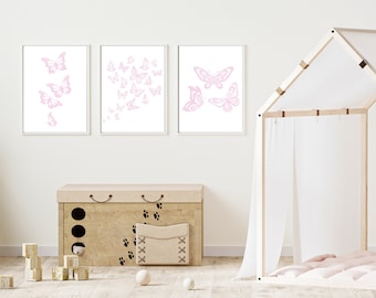 Light Pink Butterflies - Set of 10 Prints - Instant Download