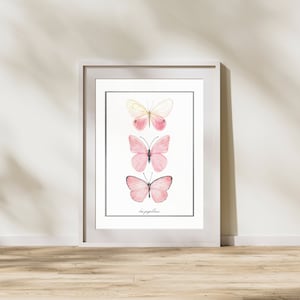Pastel Pink Butterflies Art Print - Instant Download - Nursery, Little Girl&#39;s Room, Dorm, Living Room, Pastel, Butterfly Download