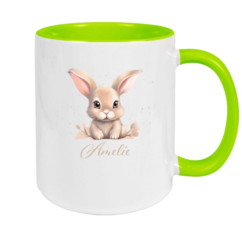 Easter Bunny Mug #7 Personalized Name Enamel or Ceramic Children's Mug Various Colors image 5