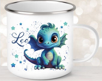 Tasse Drache #2 Wunschname Emaille oder Keramik Kinderbecher Personalisiert