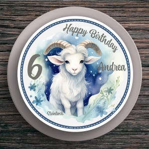 Cake Topper Compleanno Segno Zodiacale Capricorno #1 Nome e Numero (20 cm) Carta Fondente